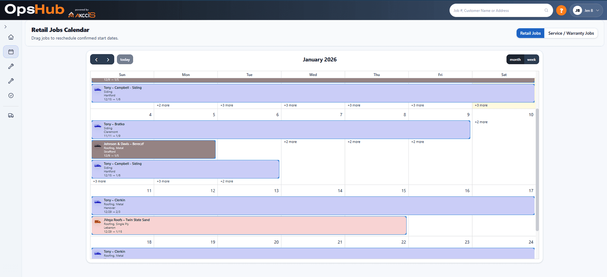 OpsHub crew calendar view